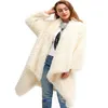 Women Fur Coat Irregular Vintage White Winter Casual Asymmetry Long Faux s Fashion Jacket 210524