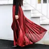 Skirts 2022 Autumn Winter High Waisted Female Long Skirt Fashion Women Solid Yellow Gold Pleated Casual Elastic Waist