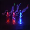 Atacado 10mm Mini Mini LED água leve Dab Rig Bong Bong Pyrex Hookah Glass Oil Burenr Tubs com tigela de fumantes e mangueira de palha de silicone