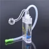 Mini Portable carré embouteilleur eau Bongs main fumer des conduites d'eau Oil Rig attrape-cendres avec tuyau et tuyau de brûleur à mazout en verre