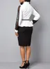 カジュアルドレスエレガントなオフィス教会女性のための 2022 フォーマル上品な白黒パッチワークビジネスドレスプラスサイズ Vestidos ミディ