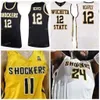 Nik1 NCAA College ita State Shockers Baloncesto Jersey 32 Tate Busse 33 Asbjorn Midtgaard 44 Isaiah Chandler Costura personalizada