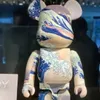 Novo bloco de construção violento urso katsushika hokusai bearbrick x japão kanagawa surf onda decoração cego caixa 28cm