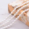 GuaiGuai Jewelry 3 Strands Natural Cultured White Rice Pearl Pearl Lariat Long Sweater Chain Necklace Handmade For Women Real Gems6858597