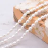 GuaiGuai Jewelry 3 Strands Natural Cultured White Rice Pearl Pearl Lariat Long Sweater Chain Necklace Handmade For Women Real Gems1288256