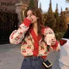 Vintage Print Loose Crazy Style Pull en tricot Cardigans Femmes Col V Simple Poitrine À Manches Longues Pull Femme Printemps Sueter 210422