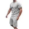 Spares de pistas para hombres Camisas de manga corta casual de cuello corto y set de pantalones cortos deportivos ajustados