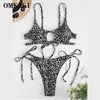 Omkagi Bikini Snakeskin Swimwear Sprzedaż Kobiety Swimsuit Lato Push Up Set Beach Nosić Biquini Kobieta 210712