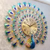 3D Peacock Europe Decor Watch Home Living Room/Bedroom Mute Clock Modern Design Metal Digital Wall Clocks 210414