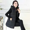 سترة المرأة الأسود L-5XL زائد الحجم مقنعين أسفل معطف القطن الخريف الشتاء الكورية الأزياء ضئيلة طويلة أكمام سترة LR984 210531