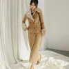 Vinter Fashion Plus Size Woolen Bomull Brown Ankel Längd Fur Coat Women 210930