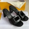 Vrouwen Signature Sandalen Leren Slides Slippers Verfraaid Baguette Patroon Hoge Hakken Designer Schoenen Zomer Outdoor Flats Flip Flops Met Doos 315