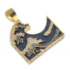 The Great Wave off Kanagawa Iced Out Pendant Necklace Mens/Women Colorful Zirconia Hip Hop Gold Color Charm Chains Jewelry Gift