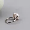 Anello in argento sterling 925 con perle d'acqua dolce a forma di barocco, temperamento femminile, accessori per gioielli dal design retrò