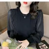 Dames Sweaters NePoel Dames 2021 Ropa de Mujer Chic Knitwear Pullovers Patchwork Chiffon Kant Jumper Koreaans Temperament Tops Vrouw