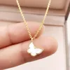 Butterfly Necklace Female 18K Gold Clavicle Chain Mother-of-pearl Pendant Gift for Girlfriend Simple Temperament Jewelry
