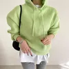 Primavera tricotada camisola com capuz pulôver mulheres manga completa moda sólida solta jumpers femininos tops femme 210518