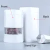 Saklama Torbaları 100 adet Beyaz Mylar Folyo Stand Up Çantası Buzlu Pencere ile Kendinden Kavrama Mühür Gözyaşı Çentik Doypack Snack Çay Paketi