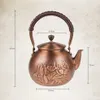 Enerji Bahar 1600 ml Antik Saf Bakır Çaydanlık Sağlık Kaynar Su Pot El Yapımı Oyma Kırmızı Çay Seti 210813