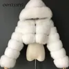 Casaco curto peludo de pele sintética de alta qualidade parka jaqueta feminina com capuz fofo top 2021 inverno artificiel roupa quente manteau femme