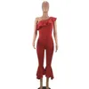 Women's Jumpsuits & Rompers AR5122 Europe And The United States 2022 Sexy Clothing Solid Color Ruffled Shoulder Slim Jumpsuit Cropped Pants
