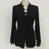 Spring Autumn Women Blazer And Jacket Fashion Lace Stitching Suit Female Casual Split Sleeve One Button Slim Coat