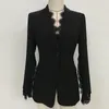 Printemps automne femmes Blazer et veste mode dentelle couture costume femme décontracté manches fendues un bouton manteau mince