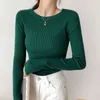 Dames Trui Pullover Basis Rib Gebreide Katoen Tops Effen O-hals Essentiële Jumper Herfst Winter Lange Mouwen Sweaters 210514