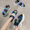 Femmes mode crochet boucles femme 2021 boucle femmes sandales dames décontracté compensées femme confortable plat plates-formes chaussures