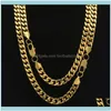& Pendants Jewelryhip Hop Gold Color 316L Stainless Steel Cuban Link Chain Necklaces For Men Jewelry 9Mm 24" 27" Chains Drop Delivery 2021 Q
