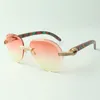 Exquisite classic micro-pave diamond sunglasses 3524027 natural peacock wooden temples glasses, size 18-135 mm