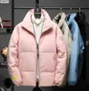 ANSZKTN 2020 Vinter Ny koreansk stil Korta män och kvinnorsyouth Zipper Rosa Märke Fritid Vinter Vit Duck Down Jacket G1115