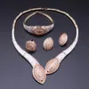 New Indian Jewelry Set Multicolor Bridal Wedding Crystal Dubai Jewellry Sets for Women Necklace Earrings Bracelet Ring