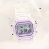 Wristwatches Fashionable Boys And Girls Children Korean Version Of Simple Transparent Small Square Luminous Alarm Clock LED Electronic Watch