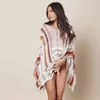 Beach Cover up Cotton White Sarong Bikini Bathing Suit Women wear Swimsuit Pareo Tunic Q1274 210420