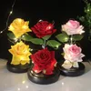 Dekorativa Blommor Kransar Delikat Kompakt Hög Ljusstyrka Två Konstgjorda Led Rosor Blomma Present Rose Light för Alla hjärtans dag