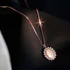 Fashion Trend CZ Necklace Bohemian Rose Gold Opal Pendant Necklace Luxury Sunflower Necklace Gift