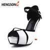 Women Wedding Party Shoes 8cm High-heeled Fashion Fish Mouth With Color Block Thin Heels Buckle Female Sandals
