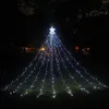 Luzes de cordas de Natal de Natal ao ar livre 11 pés 350 LEDS 8 Modos Star Cachoeira Pendurada Iluminação com 110V 220V Plug Solar alimentado para Jardim de férias de Natal