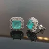 FFGems orecchino d'argento con tormalina smeraldo paraiba brasiliana creato quadrato in pietra blu per le donne gioielleria intera regalo per feste