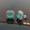 FFGems Brasilianischer Paraiba-Smaragd-Turmalin-Silberohrring mit blauem Stein, quadratisch, für Damen, edler Schmuck, ganzes Partygeschenk