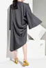 Wiosna moda Ubrania Wooment V-Neck Rękawy Plisowane Asymetryczne Pojedyncze przyciski Kieszenie Wiatrówka WE08302L 210421