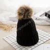 7 colori Big Girl Knit Cap Kid Crochet PomPom Beanies Hat Fur Ball Cappelli Cappellini da esterno per ragazze Accessori per ragazze