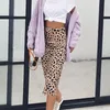 Юбки Женщины Long Fashion Leopard Print Высокая талия Slim A-Line Средняя юбка с высокой талией Лето 2021