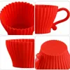 NUOVONuovo Stampo per torta in silicone rotondo morbido con manico Stampo in silicone per muffin al cioccolato Fodera per cupcake Stampo per tazza da forno Stampo per torta all'uovo EWF6538