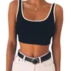 Tanks pour femmes Camis Femmes Femmes Été Sans manches Basic Crop Top Type Couple Counter Couleur Slim Vest Scoop Scoop Neckless