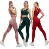 Kobiety Fitness Joga Zestaw Ropa Deportiva Mujer Gym Odzież Garnitur High Paist Spodnie Sportowe Bras Trening Rajstopy 210802