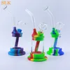 wholesale Bong in vetro da 8,5 '' Narghilè tubi per acqua in vetro spesso bong in silicone che non sbiadiscono shisha dabs rig fumante gorgogliatore filtro per fumo di tabacco