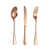 Set di posate per posate da matrimonio in oro rosa Set di stoviglie occidentali