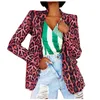 Costumes pour femmes Blazers Blazer Jacket Leopard Print Cardigan manteau Femme Col de revers à manches longues Shif de bureau Suit des femmes Tops de mode